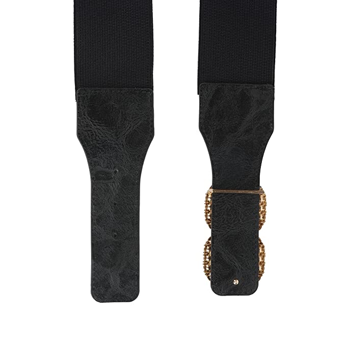 WOMEN BELTS ( Double Square Design Stretchable) BLACK