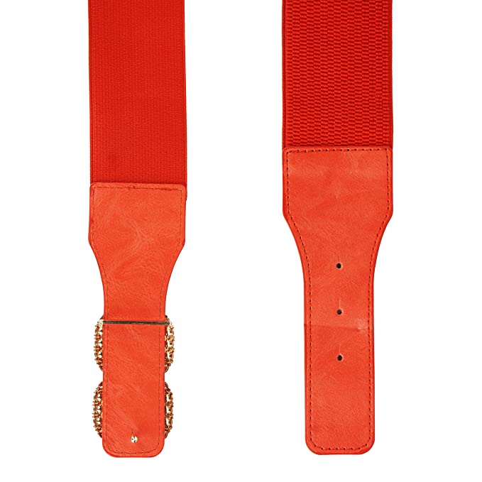 WOMEN BELTS ( Double Square Design Stretchable) RED