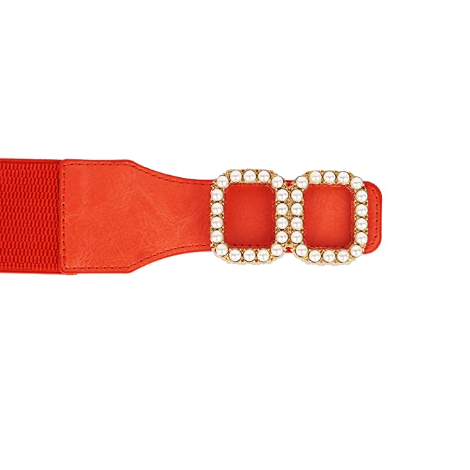 WOMEN BELTS ( Double Square Design Stretchable) RED