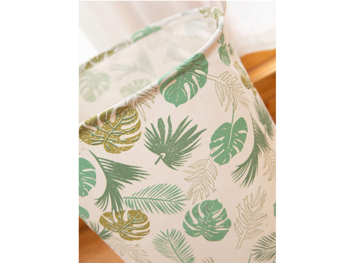 Tropical Print Laundry Basket Leaves Green