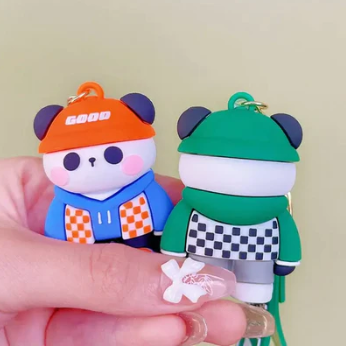 Checker panda keychain