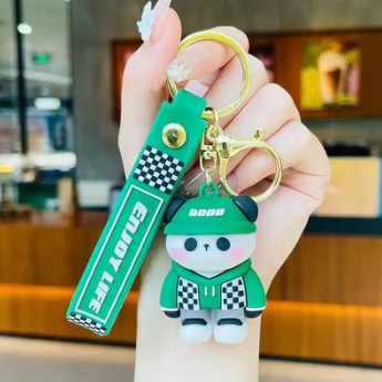 Checker panda keychain