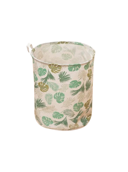 Tropical Print Laundry Basket Leaves Green